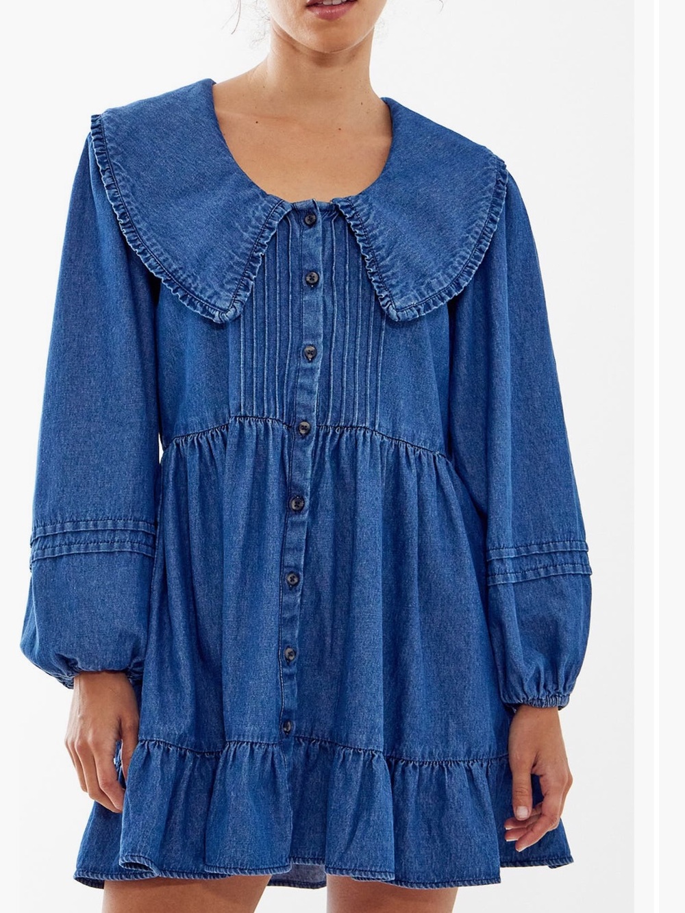 BDG Urban Outfitters Long Sleeve Tiered Denim Dress